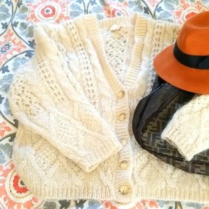 Luxurious Mohair-blend oversized chunky knit vintage sweater